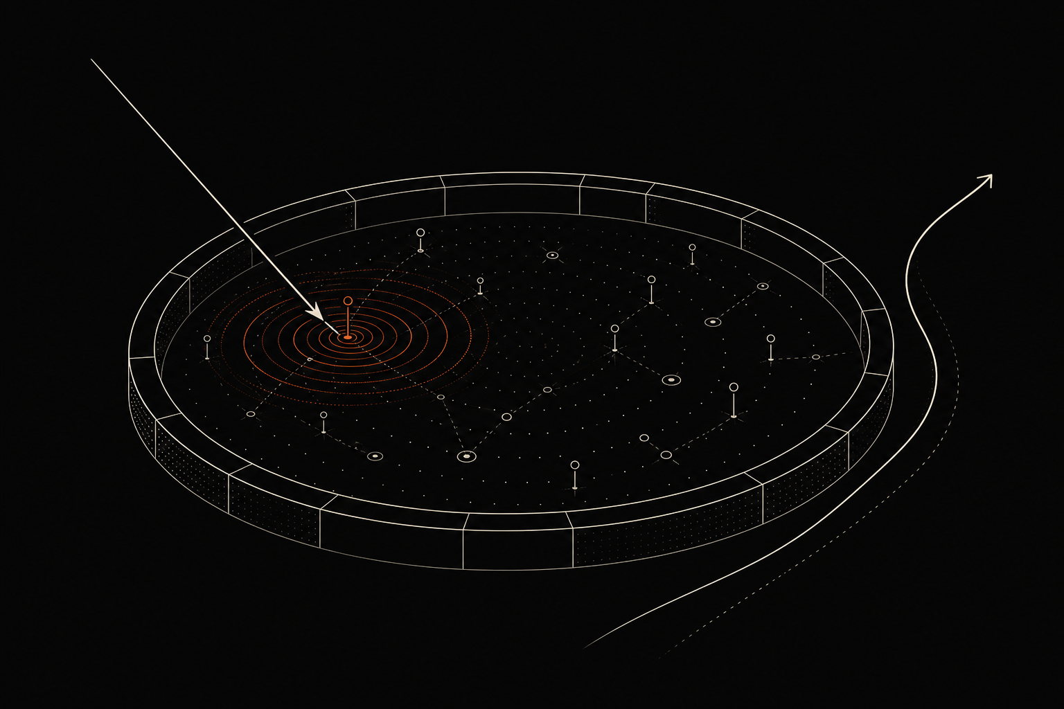 Data well with tripwire glyphs, one probe triggers a ripple